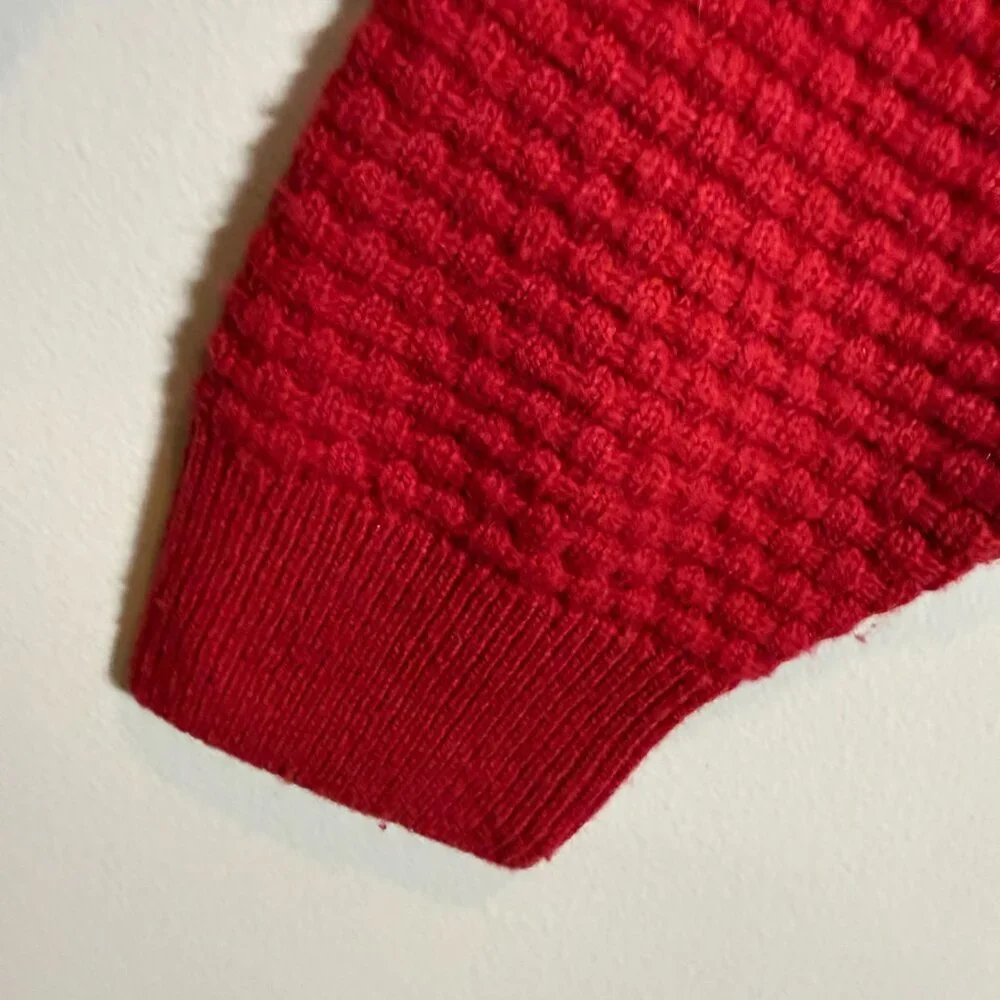 JoS. A. Bank Lambswool Basketweave Crewneck Sweater Pullover Mens Large Red Wool